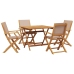 Set de comedor de jardín 5 pzas tela madera maciza gris taupe