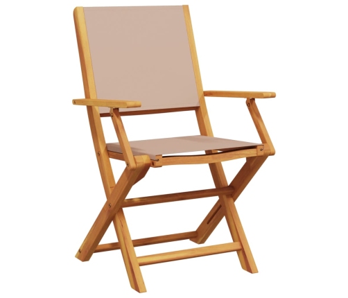 Set de comedor de jardín 5 pzas tela madera maciza gris taupe