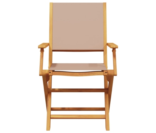 Set de comedor de jardín 5 pzas tela madera maciza gris taupe