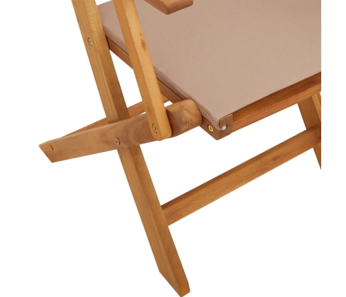 Set de comedor de jardín 5 pzas tela madera maciza gris taupe