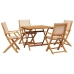 Set de comedor de jardín 5 pzas tela madera maciza beige