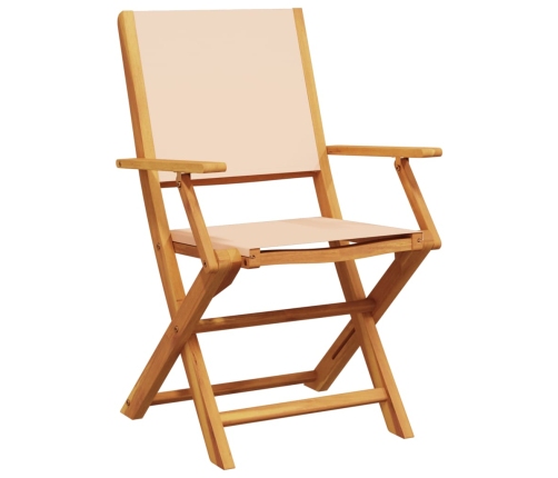 Set de comedor de jardín 5 pzas tela madera maciza beige