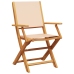 Set de comedor de jardín 5 pzas tela madera maciza beige