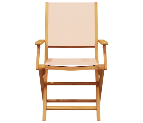 Set de comedor de jardín 5 pzas tela madera maciza beige
