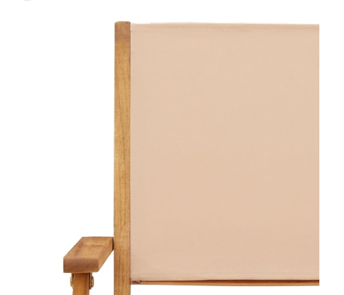 Set de comedor de jardín 5 pzas tela madera maciza beige