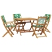 Set de comedor jardín 5 pzas tela madera maciza estampado hojas
