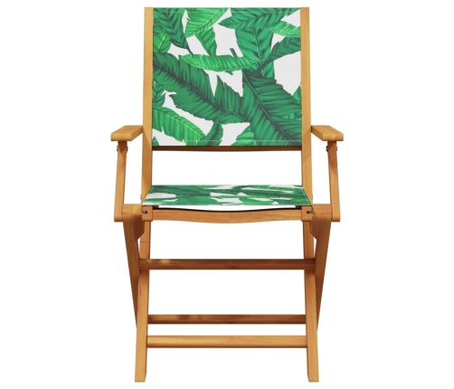 Set de comedor jardín 5 pzas tela madera maciza estampado hojas