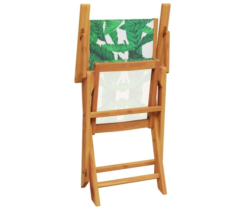 Set de comedor jardín 5 pzas tela madera maciza estampado hojas