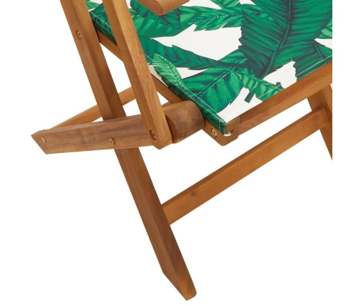 Set de comedor jardín 5 pzas tela madera maciza estampado hojas