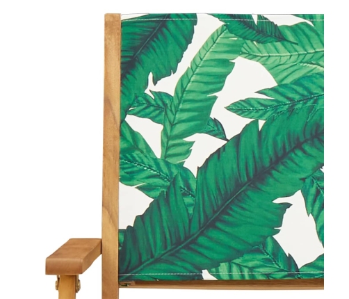 Set de comedor jardín 5 pzas tela madera maciza estampado hojas