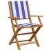 Set de comedor de jardín 5 pzas tela madera maciza azul blanco