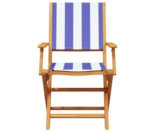 Set de comedor de jardín 5 pzas tela madera maciza azul blanco
