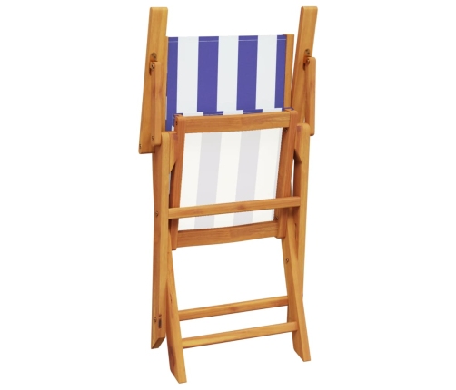 Set de comedor de jardín 5 pzas tela madera maciza azul blanco