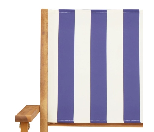 Set de comedor de jardín 5 pzas tela madera maciza azul blanco