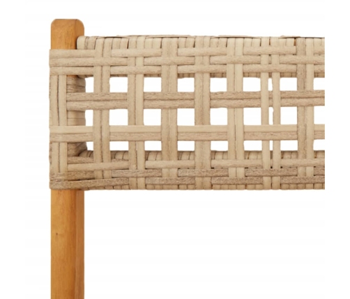Juego de bistro de 3 piezas ratán PE y madera maciza beige