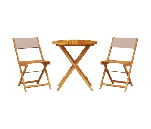 Juego de bistro de 3 piezas tela y madera maciza taupe