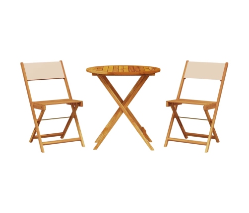 Juego de bistro de 3 piezas tela y madera maciza bej