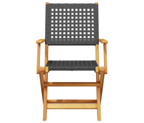 Juego de bistro de 3 piezas ratán PE y madera maciza negro