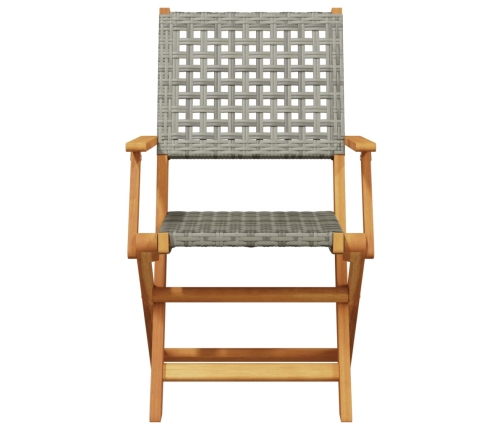 Juego de bistro de 3 piezas ratán PE y madera maciza gris