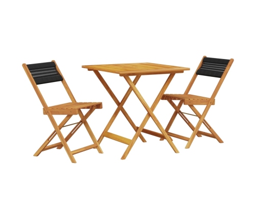Juego de bistro de 3 piezas polipropileno y madera maciza negro