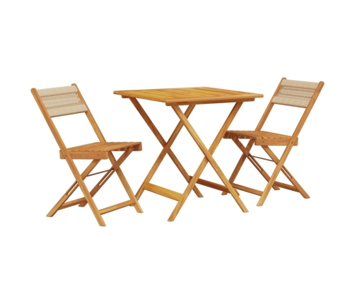 Juego de bistro de 3 piezas polipropileno y madera maciza beige