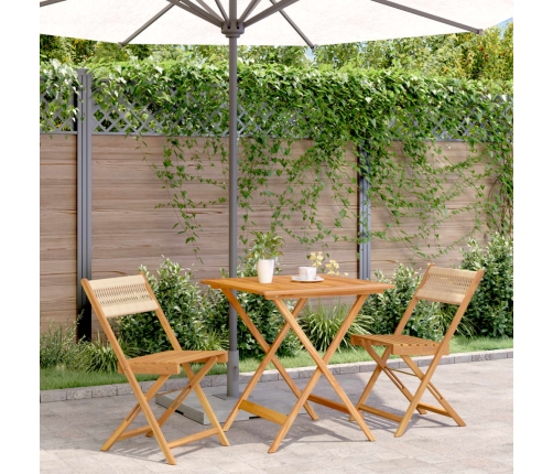 Juego de bistro de 3 piezas polipropileno y madera maciza beige