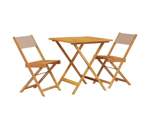 Juego de bistro de 3 piezas tela y madera maciza taupe