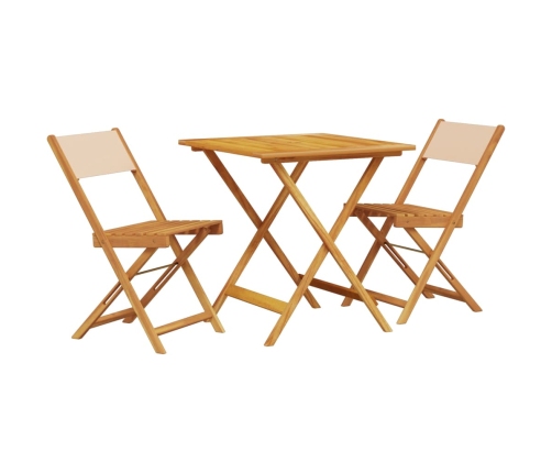 Juego de bistro de 3 piezas tela y madera maciza bej