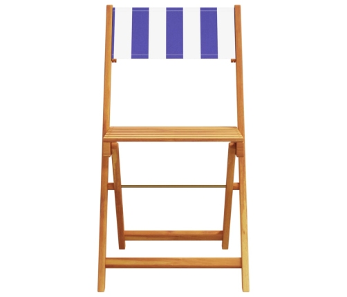 Juego de bistro de 3 piezas tela y madera maciza azul y blanco