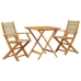 Juego de bistro de 3 piezas polipropileno y madera maciza beige