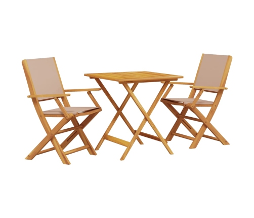 Juego de bistro de 3 piezas tela y madera maciza taupe