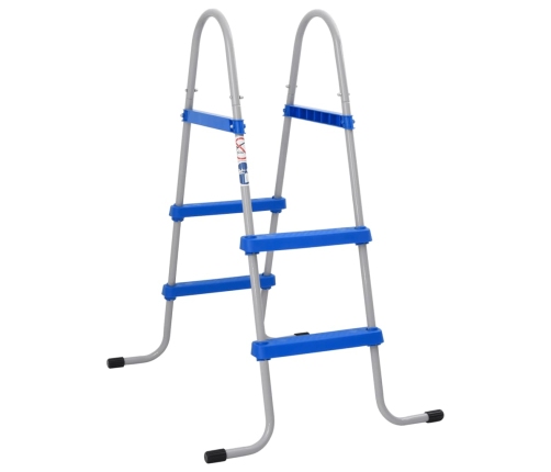 Escalera para piscina elevada acero y plástico 84 cm