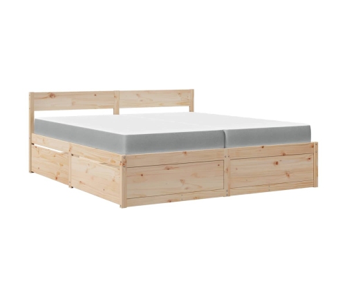 vidaXL Cama con cajones y colchón madera pino marrón cera 200x200 cm