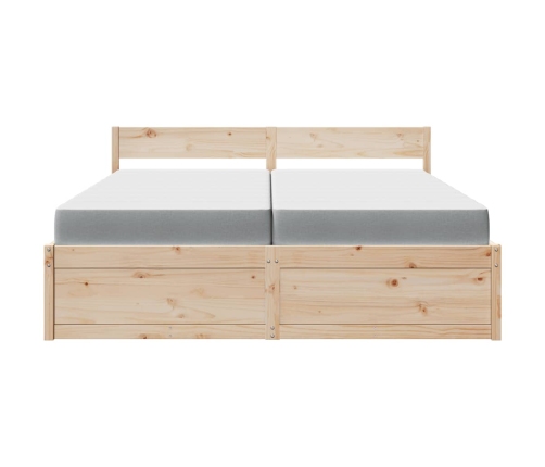 vidaXL Cama con cajones y colchón madera pino marrón cera 200x200 cm