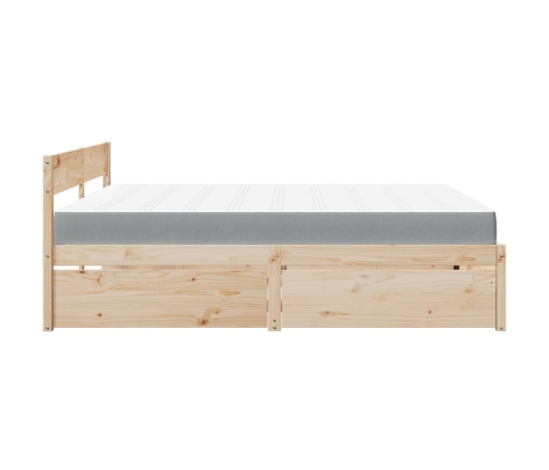 vidaXL Cama con cajones y colchón madera pino marrón cera 200x200 cm