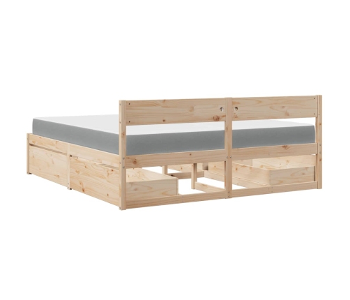 vidaXL Cama con cajones y colchón madera pino marrón cera 200x200 cm