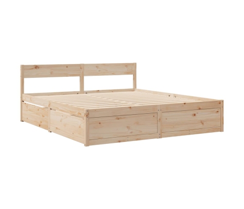 vidaXL Cama con cajones y colchón madera pino marrón cera 200x200 cm