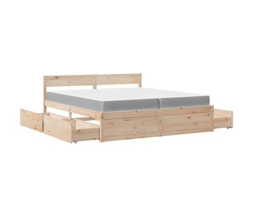 vidaXL Cama con cajones y colchón madera pino marrón cera 200x200 cm