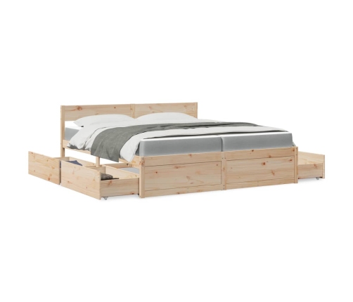 vidaXL Cama con cajones y colchón madera pino marrón cera 200x200 cm