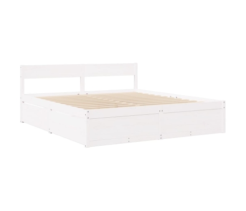 vidaXL Cama con cajones y colchón madera maciza pino blanca 180x200 cm