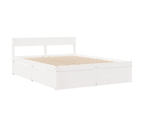 vidaXL Cama con cajones y colchón madera maciza pino blanca 140x200 cm