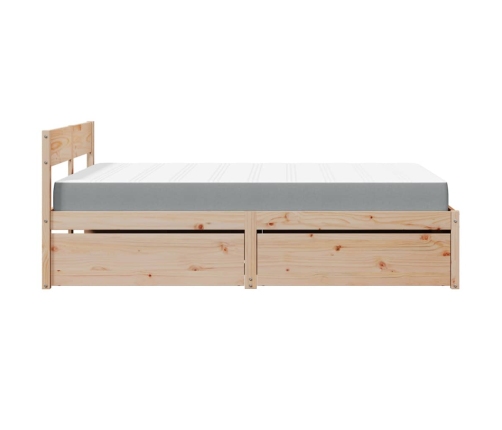 Cama con cajones y colchón madera maciza de pino 140x190 cm