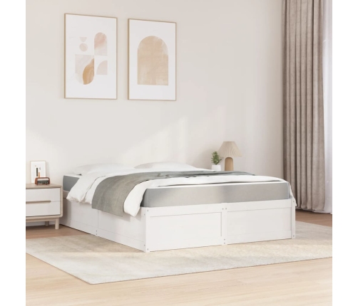 vidaXL Cama con colchón madera maciza de pino blanca 160x200 cm