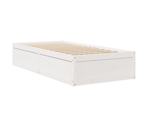 vidaXL Cama con colchón madera maciza de pino blanca 100x200 cm