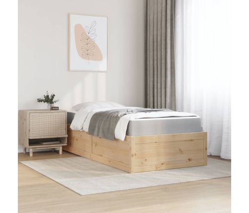 Cama con colchón madera maciza de pino 90x190 cm