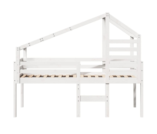 vidaXL Cama alta con techo madera maciza de pino blanca 90x190 cm