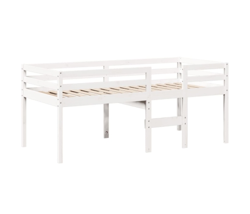 vidaXL Cama alta con techo madera maciza de pino blanca 90x190 cm