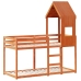 Cama litera con techo madera maciza pino marrón 90x190 cm
