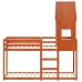 Cama litera con techo madera maciza pino marrón 90x190 cm