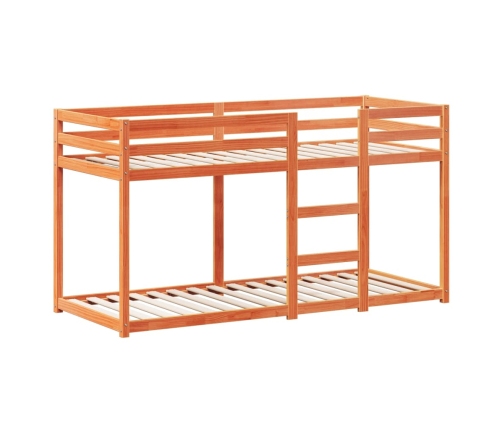 Cama litera con techo madera maciza pino marrón 90x190 cm